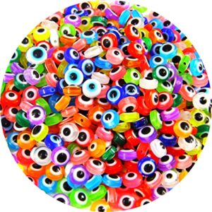 evil eye beads, beads for jewelry making, beads for bracelets making, beading supplies for jewelry making (300 pcs mixed color evil eye beads in small plastic box)