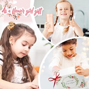 Hanaive 6 Pcs Flower Girl Gifts Flower Girl Proposal Box Set Necklace Round Flower Glasses Water Bottle Diamond Pen Hair Scrunchies Will You Be My Flower Girl Box for Wedding (Pink, Bright Style)