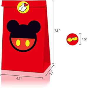 12 Packs of Mickey Party Bags, Mickey Gift Paper Bags, Used for Cookies, Cakes, Chocolates, Candies, Very Suitable for Themed Birthday Parties and Decorations