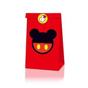 12 Packs of Mickey Party Bags, Mickey Gift Paper Bags, Used for Cookies, Cakes, Chocolates, Candies, Very Suitable for Themed Birthday Parties and Decorations