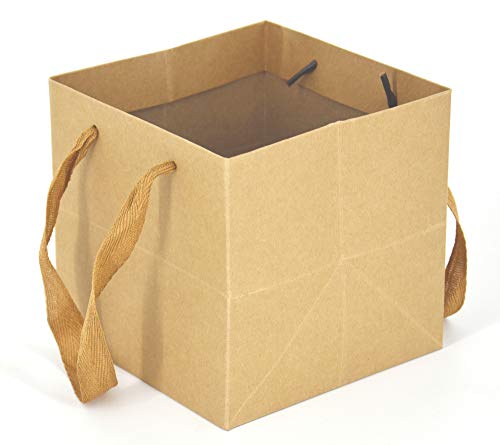 HUAPRINT Brown Paper Bags,Gift Bags with Handles,24 Pack Large Gift Bags,6x6x6inch, Heavy Duty Grocery Shopping Bag,Wedding Party Favor Bags,Square Size,Reusable,Retail Business Packaging Bags