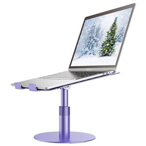 swivel laptop stand, adjustable height ergonomic computer stand,notebook holder riser with 360 rotating, portable laptop compatible with macbook air, pro, dell, hp, lenovo more 10-15.6″(purple)