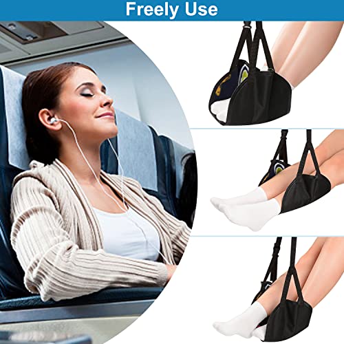 supregear Foot Hammock, Adjustable Airplane Footrest Portable Foot Hammock Under Desk for Flight Bus Train Office Home Comfortable Travel Accessory Women Men, Reduce Swelling and Soreness, Black