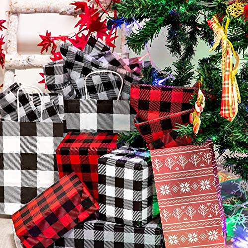 Whaline White Black Buffalo Plaid Tissue Paper 60pcs Tissue Paper Sheet Gift Wrapping Paper Rustic Art Paper Crafts for DIY Gift Wrapping Christmas Holiday, 13.78" x 19.69"