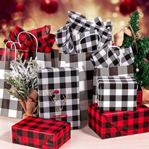 Whaline White Black Buffalo Plaid Tissue Paper 60pcs Tissue Paper Sheet Gift Wrapping Paper Rustic Art Paper Crafts for DIY Gift Wrapping Christmas Holiday, 13.78" x 19.69"