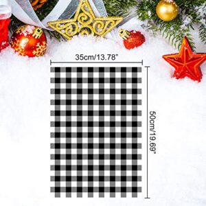 Whaline White Black Buffalo Plaid Tissue Paper 60pcs Tissue Paper Sheet Gift Wrapping Paper Rustic Art Paper Crafts for DIY Gift Wrapping Christmas Holiday, 13.78" x 19.69"