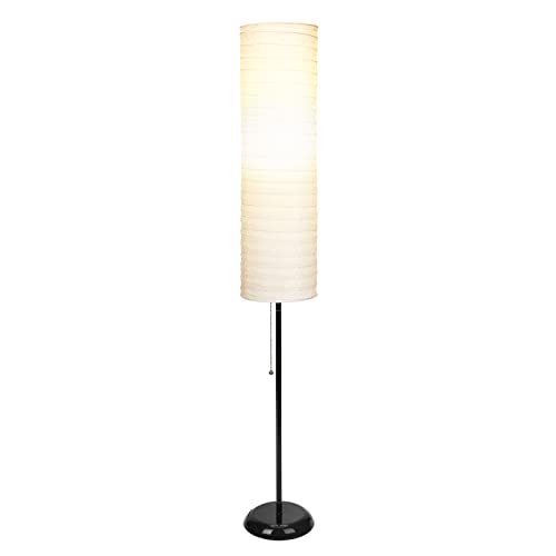 Standing Paper Floor Lamp for Living Room - Modern Standing Lamp for Bedroom 55 Inches Tall Lamp with White Paper Shade, Contemporary Home Decor Stand Up Floor Lamp with 9W LED Bulb