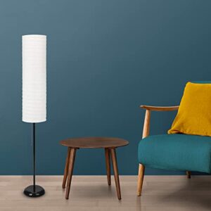 Standing Paper Floor Lamp for Living Room - Modern Standing Lamp for Bedroom 55 Inches Tall Lamp with White Paper Shade, Contemporary Home Decor Stand Up Floor Lamp with 9W LED Bulb