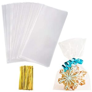 yotelab cellophane treat bags, 4×6 inches cellophane bags with twist ties,100 pcs