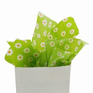 ttllqq gift wrapping tissue paper – 40 sheets green flower gift wrapping paper bulk pack, diy craft – 50x66cm