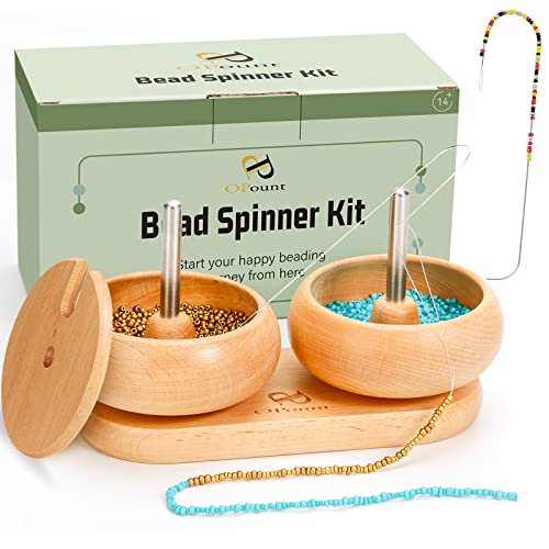 PP OPOUNT Large Bowl Bead Spinner with 2 PCS Bowls and 2 PCS Big Eye Bead Needles, Bead Spinner for Jewelry Making, DIY Seed Beads, Clay Beads, Waist Beads, Bracelets, Necklace (Patent)