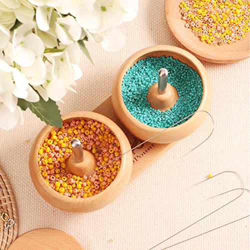 PP OPOUNT Large Bowl Bead Spinner with 2 PCS Bowls and 2 PCS Big Eye Bead Needles, Bead Spinner for Jewelry Making, DIY Seed Beads, Clay Beads, Waist Beads, Bracelets, Necklace (Patent)