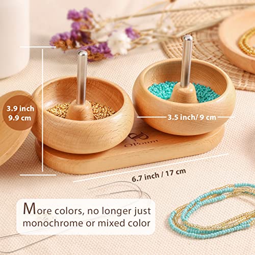 PP OPOUNT Large Bowl Bead Spinner with 2 PCS Bowls and 2 PCS Big Eye Bead Needles, Bead Spinner for Jewelry Making, DIY Seed Beads, Clay Beads, Waist Beads, Bracelets, Necklace (Patent)