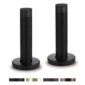 orhemus decorative door stoppers – 3.5 inch 304 stainless steel heavy duty door stops with rubber tip bumper for wall and door protection sound dampening 2 pack matte black