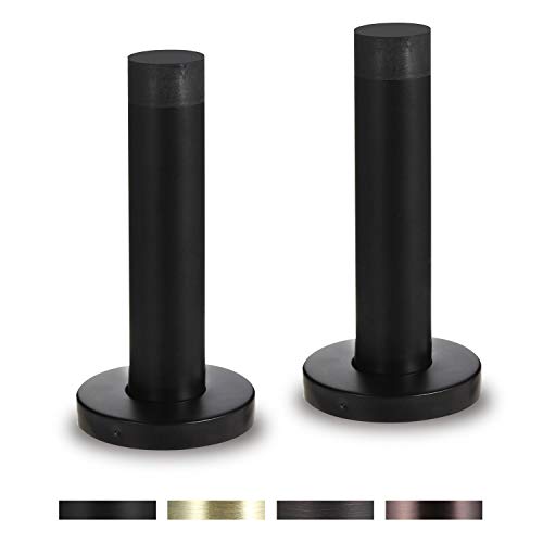 Orhemus Decorative Door Stoppers - 3.5 Inch 304 Stainless Steel Heavy Duty Door Stops with Rubber Tip Bumper for Wall and Door Protection Sound Dampening 2 Pack Matte Black