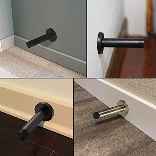 Orhemus Decorative Door Stoppers - 3.5 Inch 304 Stainless Steel Heavy Duty Door Stops with Rubber Tip Bumper for Wall and Door Protection Sound Dampening 2 Pack Matte Black