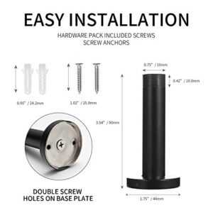 Orhemus Decorative Door Stoppers - 3.5 Inch 304 Stainless Steel Heavy Duty Door Stops with Rubber Tip Bumper for Wall and Door Protection Sound Dampening 2 Pack Matte Black