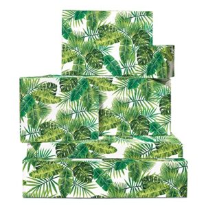 central 23 tropical wrapping paper – palm leaves and monstera – 6 sheets of green gift wrapping paper for women – eco friendly – summer – comes with fun stickers