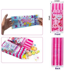 JOYIN 150 Pcs Valentine’s Day Cellophane Gift Bags, Treat Bags Candy Bag in 6 Lovely Designs for Kids Valentine Party Favor Supplies, Classroom Gift Exchange Goodie Bags