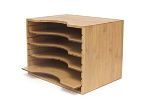 lipper international 811 bamboo wood file organizer with 4 dividers, 12 3/4″ x 9 1/4″ x 9 1/2″