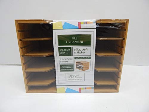 Lipper International 811 Bamboo Wood File Organizer with 4 Dividers, 12 3/4" x 9 1/4" x 9 1/2"