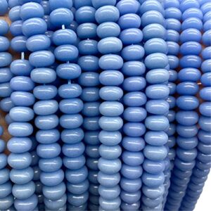 [abcgems] glow in dark mexican blue aragonite aka cave calcite (extremely rare- exquisite color) 8mm smooth rondelle beads for beading & jewelry making