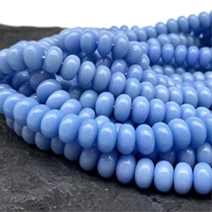 [ABCgems] Glow in Dark Mexican Blue Aragonite AKA Cave Calcite (Extremely Rare- Exquisite Color) 8mm Smooth Rondelle Beads for Beading & Jewelry Making