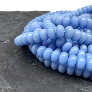 [ABCgems] Glow in Dark Mexican Blue Aragonite AKA Cave Calcite (Extremely Rare- Exquisite Color) 8mm Smooth Rondelle Beads for Beading & Jewelry Making