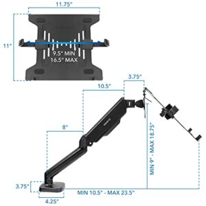 Mount-It! Laptop Desk Arm | Swivel Laptop Stand with Gas Spring Arm | Height Adjustable Laptop Arm Mount for MacBook, Dell, HP & 11-17 Inch Laptops