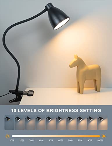 KAiSnova Clamp Lamp 3 Color Modes 10 Brightness Dimmer Clip on Light with Auto Off Timer 10W 38 LEDs Reading Lights for Books in Bed 360° Flexible Gooseneck Clamp Lights for Workshop Desk Headboard