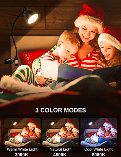 KAiSnova Clamp Lamp 3 Color Modes 10 Brightness Dimmer Clip on Light with Auto Off Timer 10W 38 LEDs Reading Lights for Books in Bed 360° Flexible Gooseneck Clamp Lights for Workshop Desk Headboard