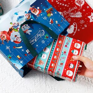 Large Christmas Gift Bags with Tissue Paper,12 Pack Reusable Xmas Gift Bags With Handle Christmas Bag Bulk Non-Woven Holiday Gift Bags Christmas Treat Baskets Party Supplies 12.2" x 9.8" x 4.5"