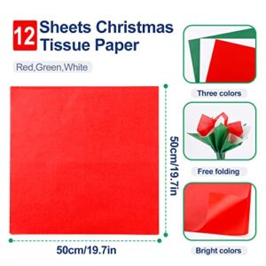 Large Christmas Gift Bags with Tissue Paper,12 Pack Reusable Xmas Gift Bags With Handle Christmas Bag Bulk Non-Woven Holiday Gift Bags Christmas Treat Baskets Party Supplies 12.2" x 9.8" x 4.5"