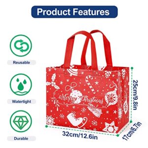 Large Christmas Gift Bags with Tissue Paper,12 Pack Reusable Xmas Gift Bags With Handle Christmas Bag Bulk Non-Woven Holiday Gift Bags Christmas Treat Baskets Party Supplies 12.2" x 9.8" x 4.5"