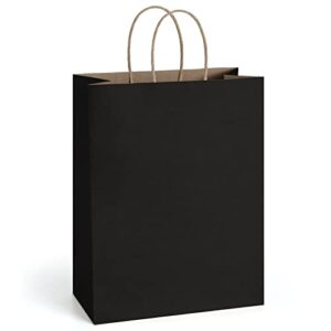 bagdream gift bags 10x5x13 kraft paper bags 25pcs paper shopping bags, mechandise bags, retail bags, party favor bags, black paper gift bags with handles, recycled paper bags sacks