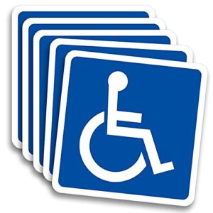 handicap sign stickers, disabled wheelchair symbol, easy to apply and peel, vinyl laminated, indoor outdoor (4.7×4.7 inch 5 pcs)