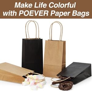 Poever Small Kraft Paper Bags 25 Pack Mini Black Paper Bags 3.5x2.4x6.7 Small Gift Bags with Handles Bulk for Party Favor Small Business