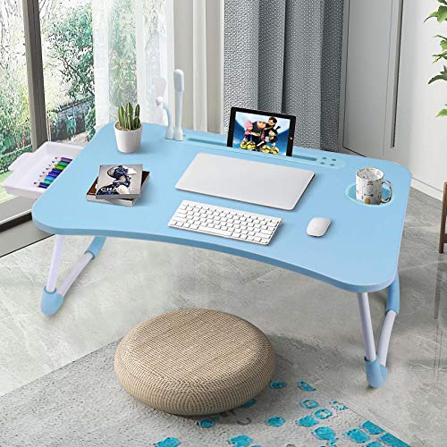Slendor Laptop Desk Laptop Bed Stand Foldable Laptop Table Folding Breakfast Tray Portable Lap Standing Desk Reading and Writing Holder with Drawer