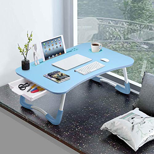 Slendor Laptop Desk Laptop Bed Stand Foldable Laptop Table Folding Breakfast Tray Portable Lap Standing Desk Reading and Writing Holder with Drawer