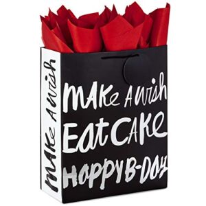hallmark 15″ extra large gift bag with tissue paper for birthdays (happy b-day, black and silver)
