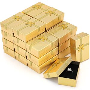 kenning 36 pcs jewelry gift boxes set small cardboard paper jewelry boxes packaging empty gift boxes with ribbon for rings (gold)