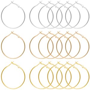 60pcs beading hoop earrings finding,funcyboo 50mm round earring hoop open earring beading hoops for jewelry making diy crafts