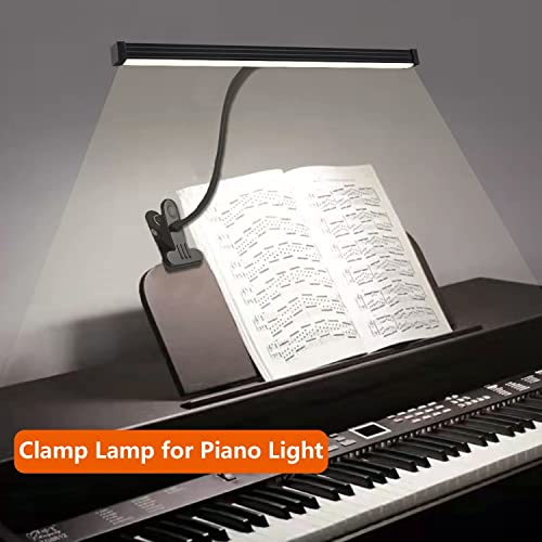 LED Desk Lamp with Clamp, CELYST Music Stand Light with Flexible Gooseneck, 3 Color Modes & 10 Brightness Levels Clip Lamp, 5W Clamp Light for Piano, Bed, Headboard, Drafting Table, Video Conferencing