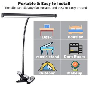 LED Desk Lamp with Clamp, CELYST Music Stand Light with Flexible Gooseneck, 3 Color Modes & 10 Brightness Levels Clip Lamp, 5W Clamp Light for Piano, Bed, Headboard, Drafting Table, Video Conferencing
