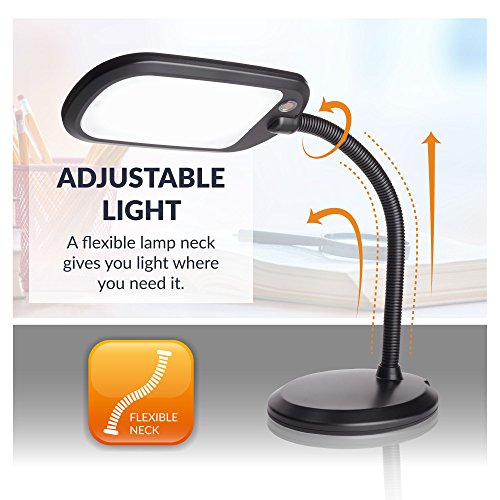 Newhouse Lighting NHDK WH Eos Reading & Craft Table LED Desk Lamp, Dimmable &Light Color Adjustable, Gooseneck Task Light, Black (NHDK-EO-BK)