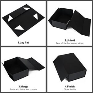 Gift Box Black with Magnetic Closure Lid 10" X 6" X 3" Gift Box for Presents,Luxury for Gift Packaging, Bridesmaid Gifts Box, Magnetic Gift Box for Gifts, Cute Box,Birthday Gift Box,Christmas Gift Box