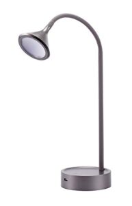black and decker office vled1812gray-bd flexible gooseneck usb charging port led desk lamp, dimmable, gray