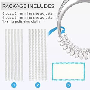 5 STARS UNITED Ring Sizer Adjuster for Loose Rings - 12 Pack, 2 Sizes for Different Band Widths – Silicone Ring Size Adjuster - Invisible Ring Guards for Women and Men