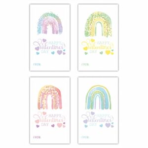 valentine’s day gift tags stickers, colorful rainbow theme valentine self adhesive stickers(40 pack), happy valentine’s day gift wrapping labels decorations and supplies for boys girls(qrjbgj-005)
