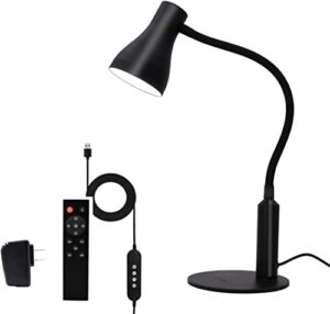 cesunlight led desk lamp, 3 lighting modes and 6 brightness levels, 10w flexible gooseneck table lamp for living room and study, remote control with timing function, ac adapter included (black)
